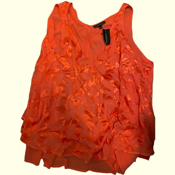 Lane Bryant Coral Sheer and Floral Satin Double Layered Tank Top Size 26 NWT - Picture 3 of 11
